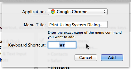 Override for Chrome's Print Shortcut